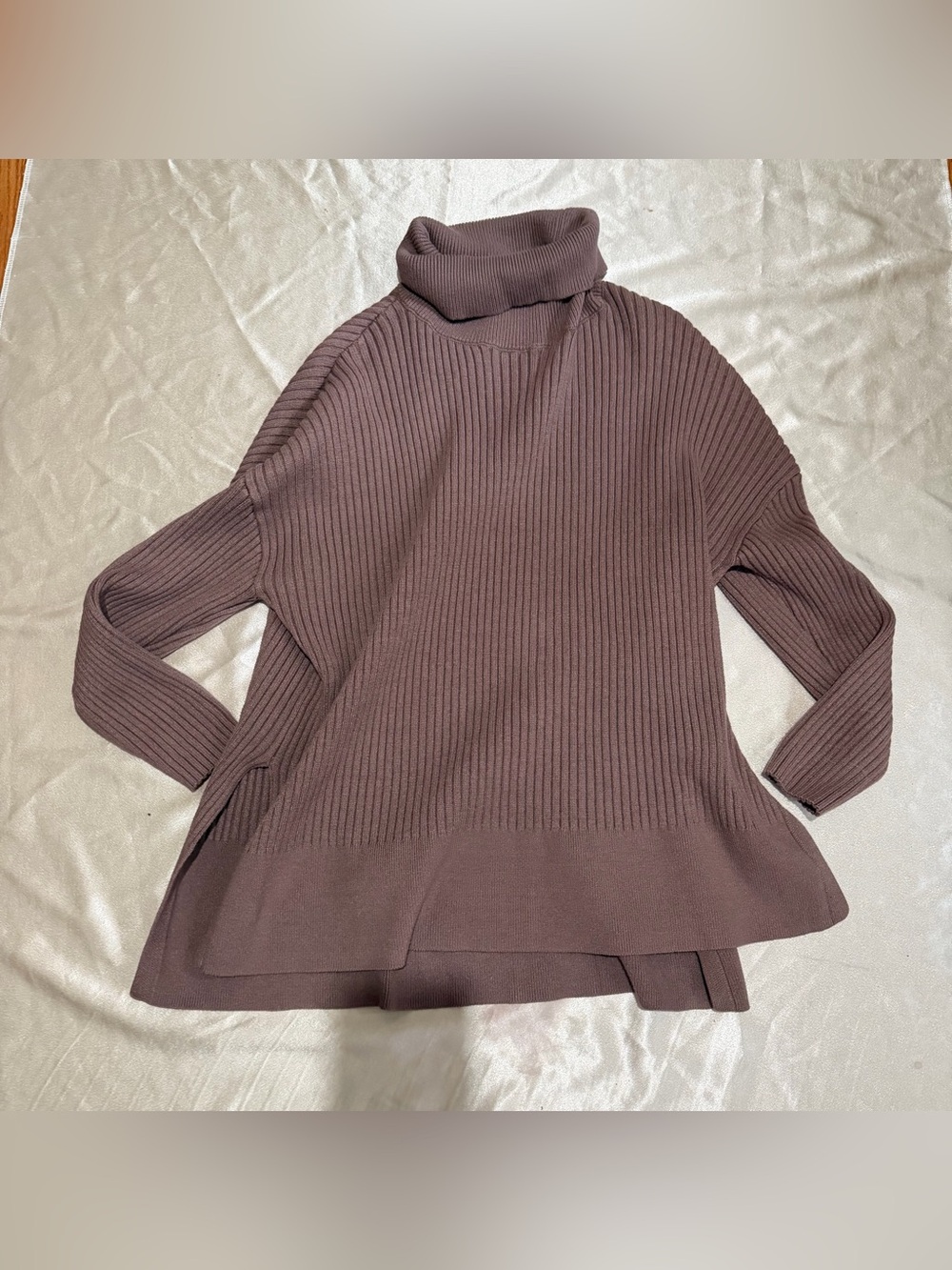 Lillusory LS079-A06 Women's Brown Ribbed Turtleneck Oversized Sweater Size Large